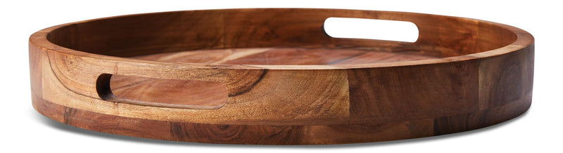 Round Wood Serving Tray with Cut-Out Handles, 16-in D6459