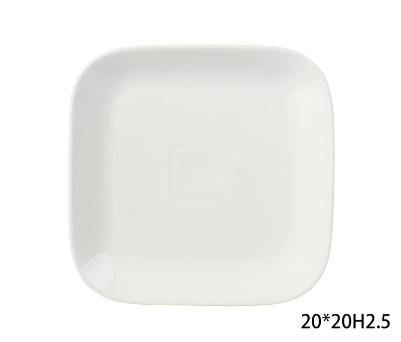 Square Stoneware Side Plate, 8-in, White E1948