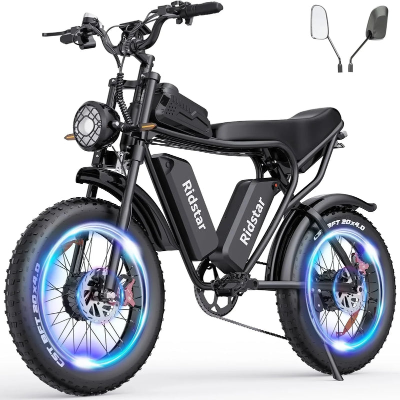 Electric Bike Q20, 2000W, 52V, 30-180 Miles All-Terrain Fat Tire E-Bike for Adults N3753