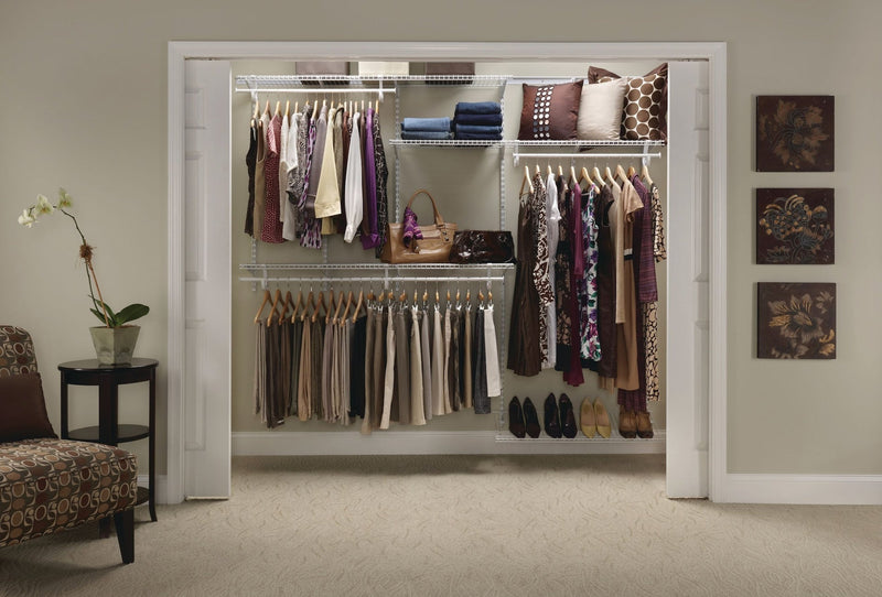 Wire Shelf Track Closet Organizer Kit, White, 5 x 8-ft P5103