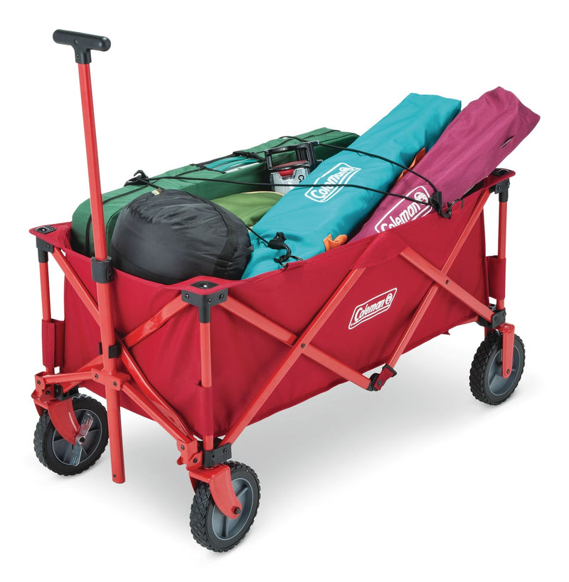 Outdoor Collapsible Folding Utility Wagon with Brake & Carry Bag, Red, 220-lb (100-kg) Capacity S3363