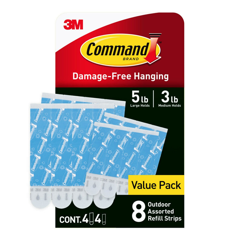 8-Piece 5-lb Medium and Large White All Weather Outdoor & Bath Damage Free Hanging Strips J4786