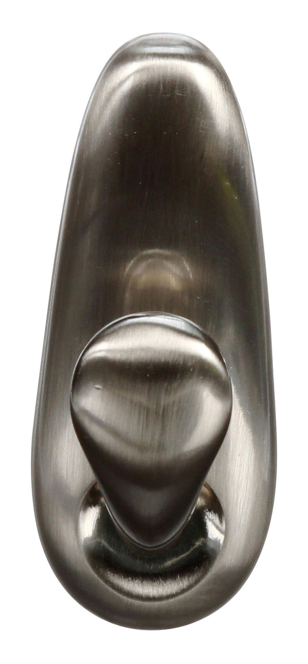 Medium Decorative Metal Hook with Adhesive Strips, Brushed Nickel, 3-lbs, 1 Strip per Pack H6692