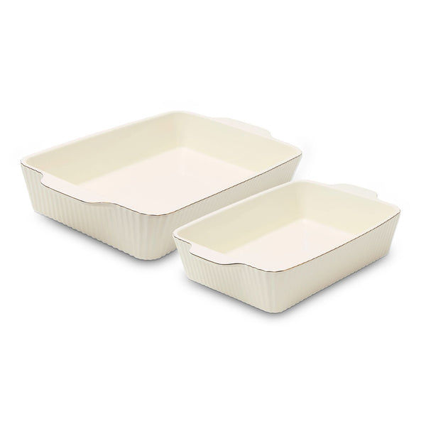 Dishwasher Safe Cream Nested Baking Dish Set, 2-pc D5904