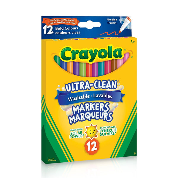 Ultra-Clean Washable Fine Tip Markers for Drawing/Colouring, Multi-Colour, 12-pk, Ages 3+ N6771