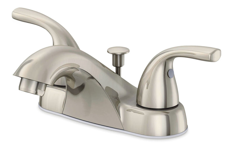 Renovate Double Handle Bathroom Sink Faucet with Pop-up Drain, 4-in Centreset, Brushed Nickel A5103