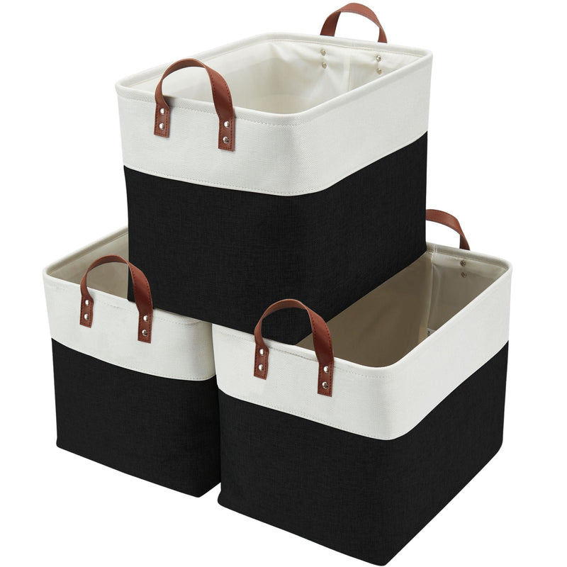 Jumbo Foldable Storage Basket, 42-L, 3-pk, Black Q3623