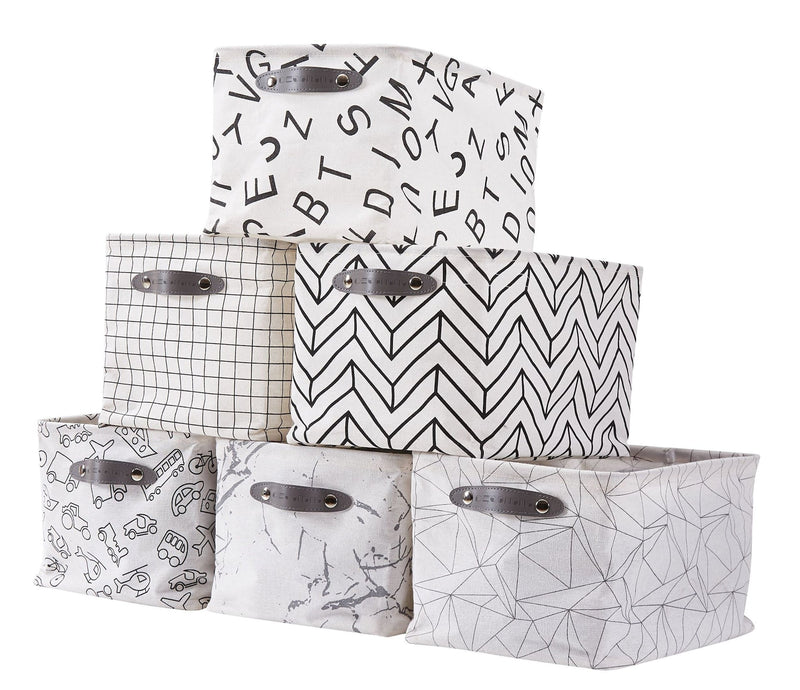 Large Water Resistant Storage Bin, 15-in x 11-in x 9.5-in, 6-pk, Black Pattern C9334