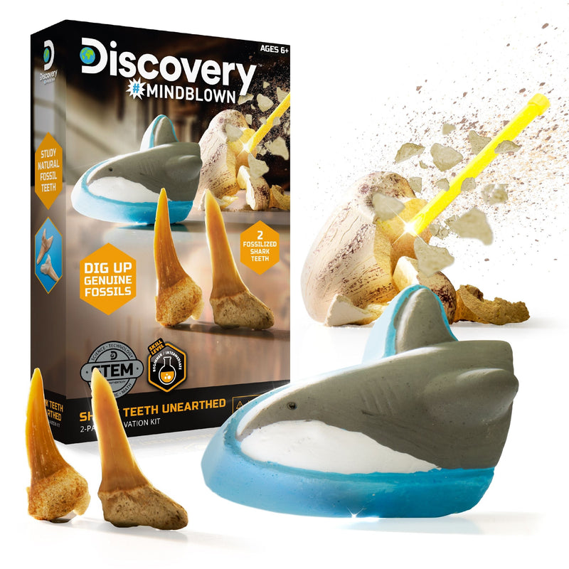 Mini Unearthed Shark Teeth Excavation Kit/Educational Toy for Ages 6+, 2-pc U8965