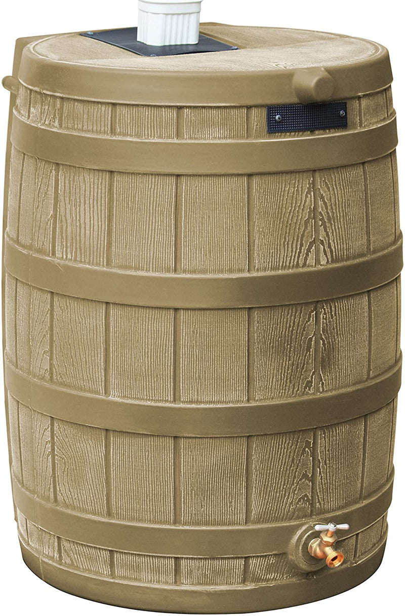 Good Ideas Rain Wizard 50 Gallon Plastic Outdoor Home Rain Barrel Water Storage Collector F4764