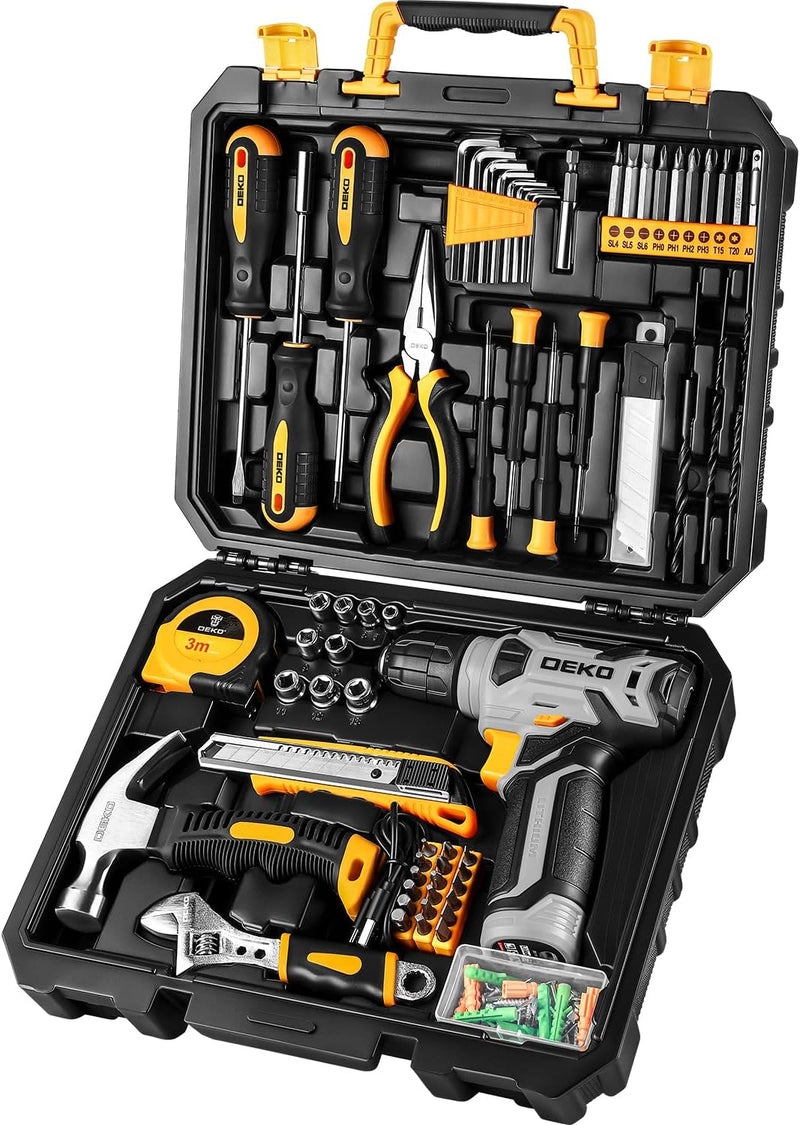 Tool Set：Tool Kit with 8V Cordless Drill,Tool Box with Drill,Hand Drill Set for Men & Women,Home Tool Kits for House Repair,Handyman,DIY 126 Piece Z9556