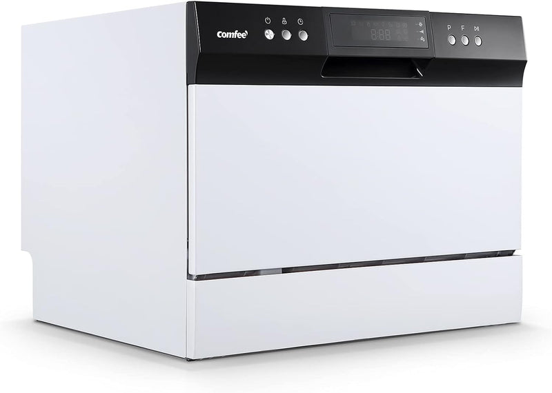 Desktop dishwasher, Energy Star portable dishwasher, 6 dish settings, small dishwasher with 8 washing programs, high-speed operation, baby care, energy-saving and glass material, dormitory dishwasher, RV and apartment dishwasher W6158