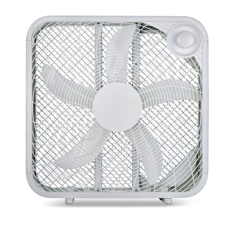 Plastic 5-Blade Portable Box/Floor Fan, 2-Speed, White, 20-in O9488