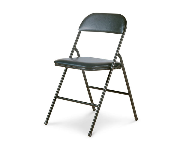 Portable Vinyl Upholstered & Padded Metal Folding Chair, Black I8904