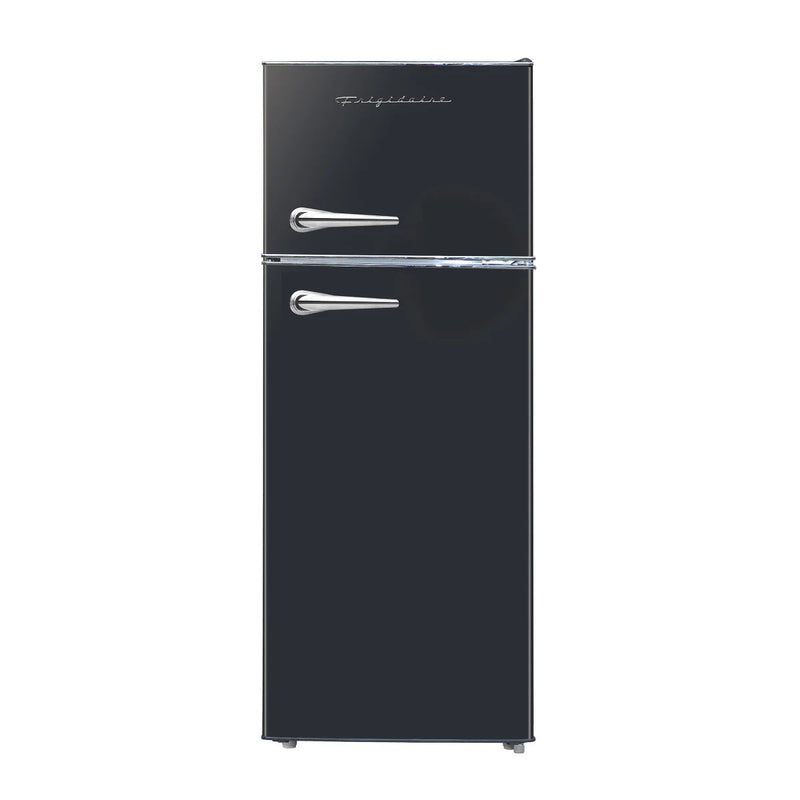 7.5 cu ft Black Retro Top Mount Refrigerator with Classic Chrome Handle N1356