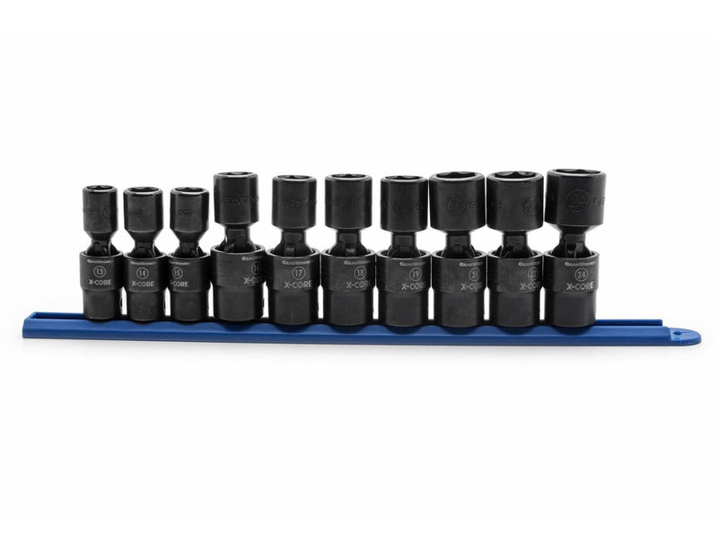 6 Point Standard Drive X-Core Pinless Universal Impact Socket Set, Metric, 1/2-in, 10-pc H2299