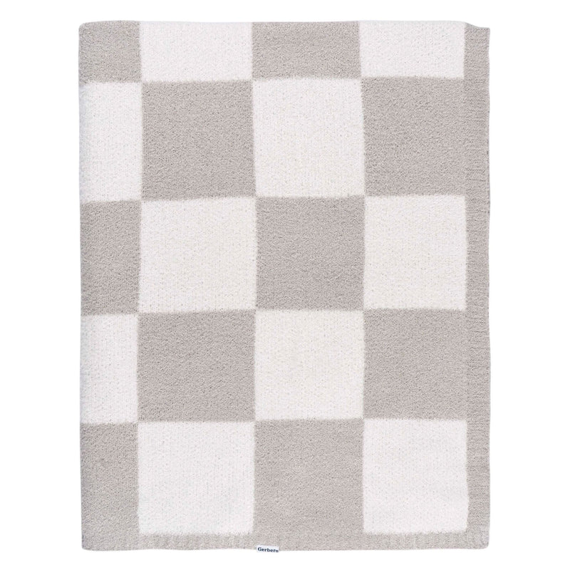 Childrenwear Tan Checkered Silky Mink Baby Blanket N0589
