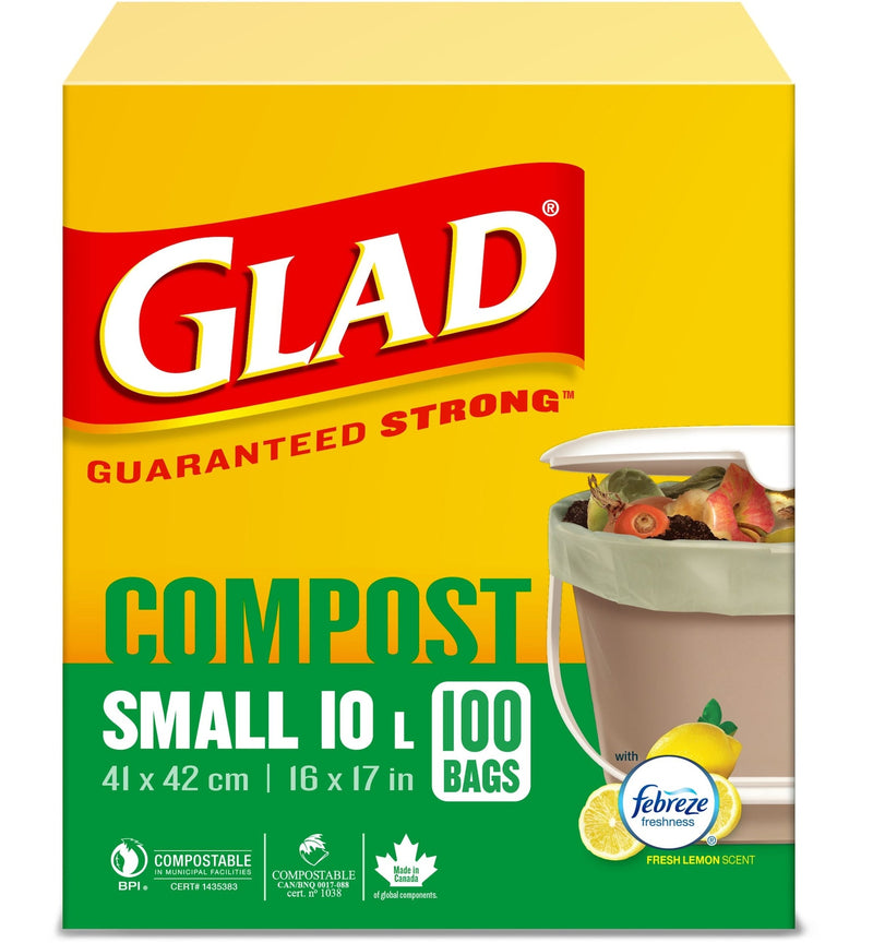 Small 100% Compostable Lemon Scented Food Waste Bags, 100-pk, 10-L Q9952