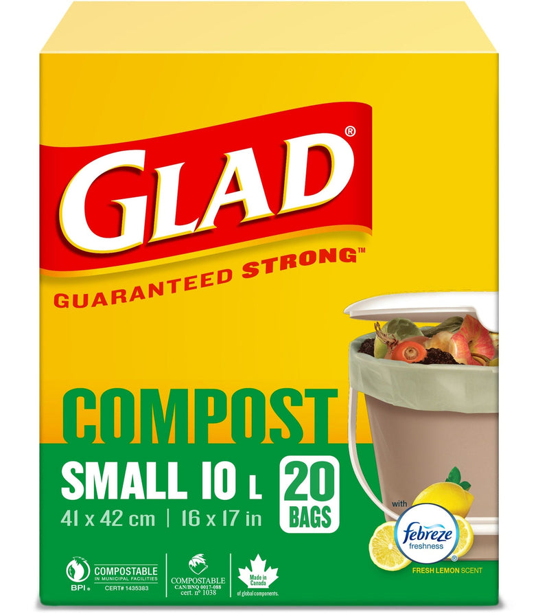 Small 100% Compostable Lemon Scented Food Waste Bags, 20-pk, 10-L N8197