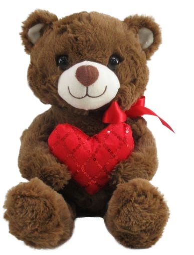 Valentine's Day 12-in Brown Bear with Heart Plush G2177