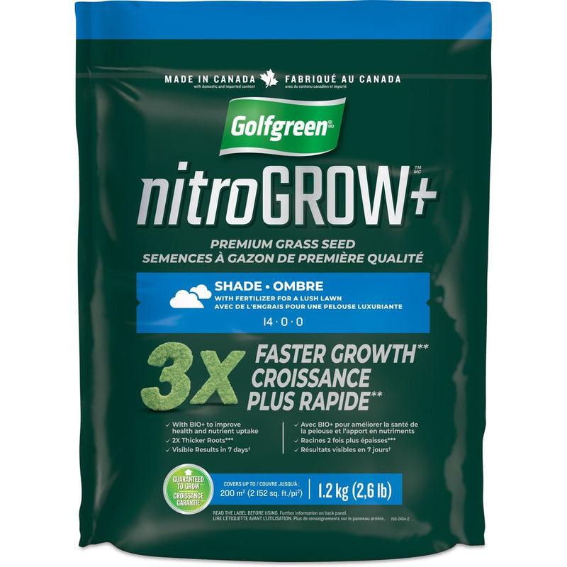 Nitrogrow+ Premium Nitrogen Enriched Shade Grass Seed with Fertilizer, 14-0-0, 1.2kg L2756