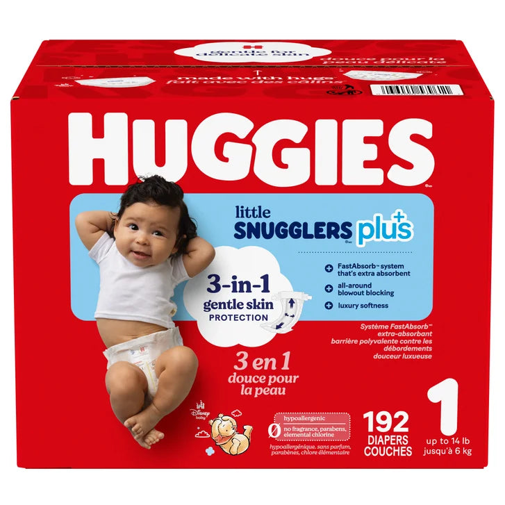Huggies Little Snugglers Plus Diapers, Sizes 1 - 2 D6562
