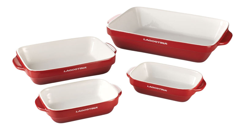 Ceramic Bakeware Set, Red, Assorted Sizes, 4-pc D8932