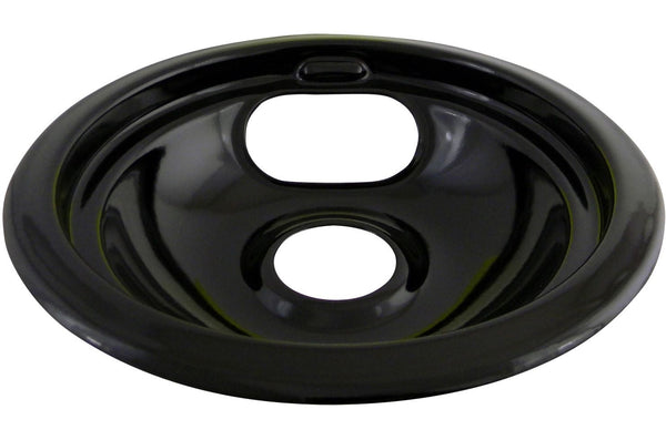 62243 Porcelain Stove Drip Pan with Trim Ring, Dishwasher Safe, Black, 6-in M9386