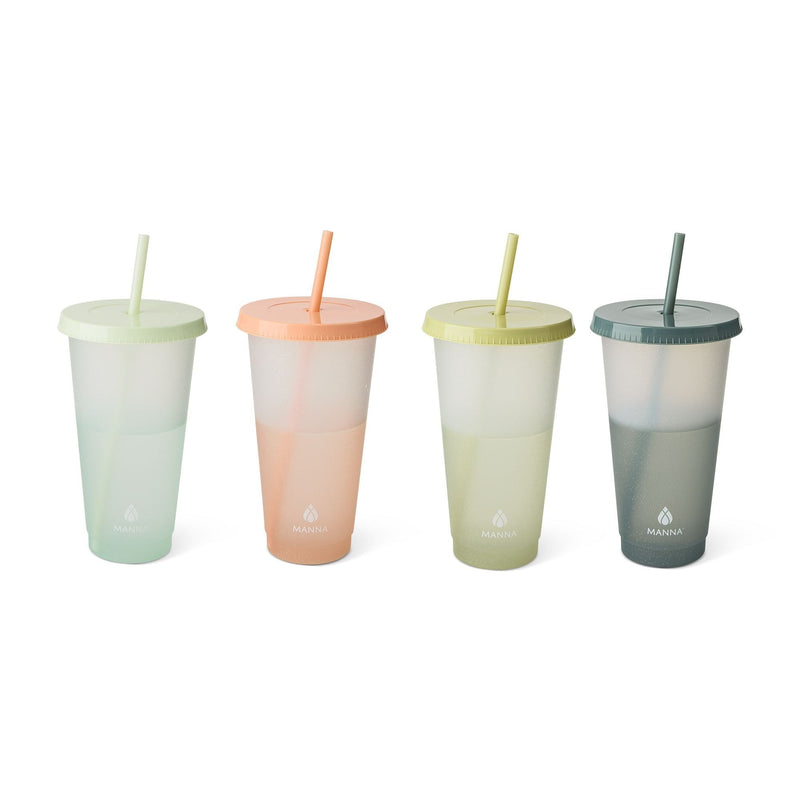 Colour Changing Glitter Plastic Tumbler with Splashproof Lid, 24-oz, 4-pk V1170