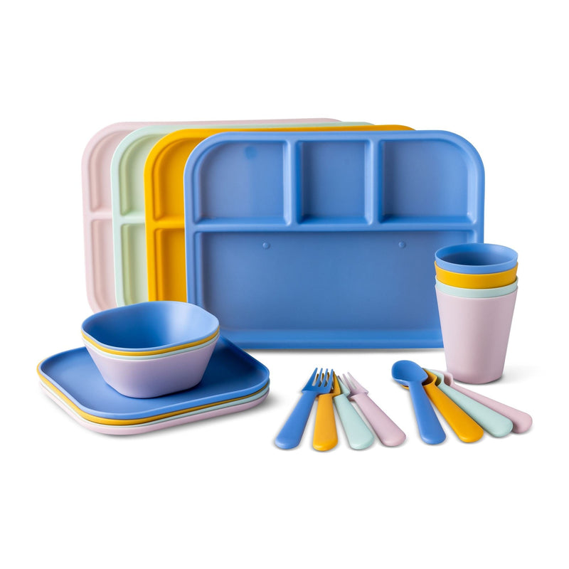 Kids' Plastic Dinnerware Set, Serves 4, 24-pc, Dishwasher Safe S4835
