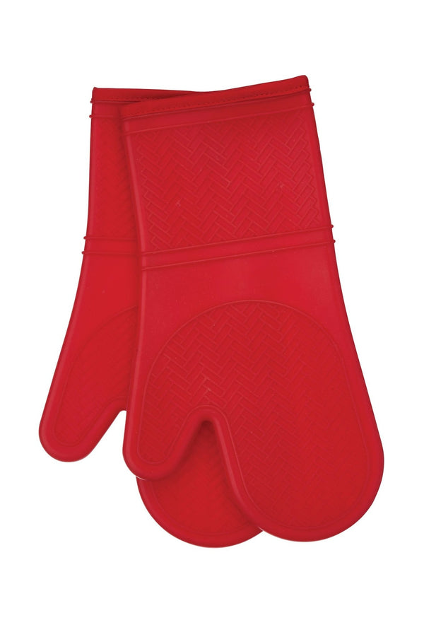 2pc Silicone Oven Mitt Set, Non-Slip Grip, Red D3260