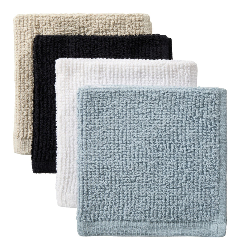 Bar Mop Dish Cloths, Black, Grey & Dusty Blue, 12-in, 8-pk N3565