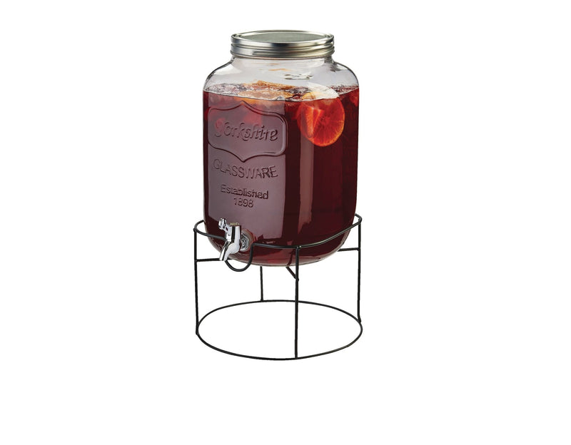 Mason Glass Jar Reusable Dispenser, 8L, Clear, with Stand, Clear, 8-L P5201