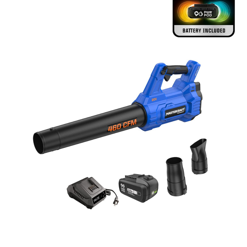 20V Cordless 460 CFM Brushless Leaf Blower Kit with 4 Ah Battery and Charger Z348
