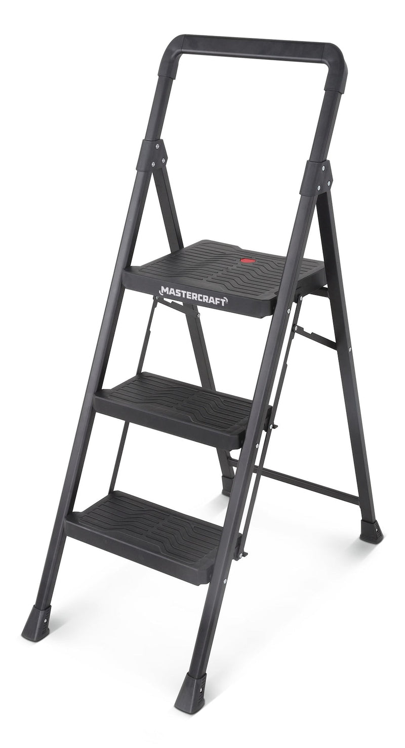 3-Step Metal/Plastic Folding Step Stool, 250-lb, 3.9 ft V6168