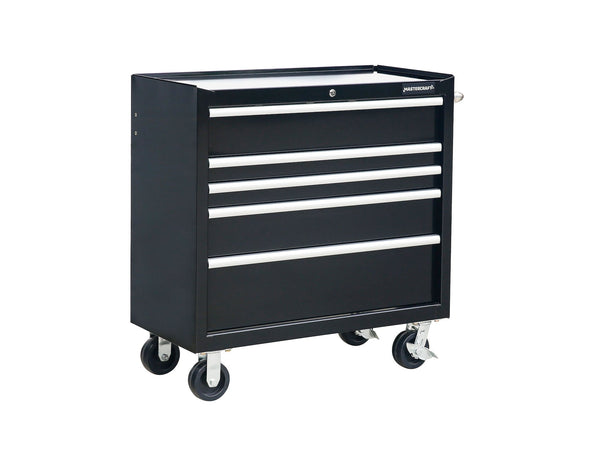 5-Drawer Powder-Coated Steel Tool Cabinet, Black, 36-in O1099