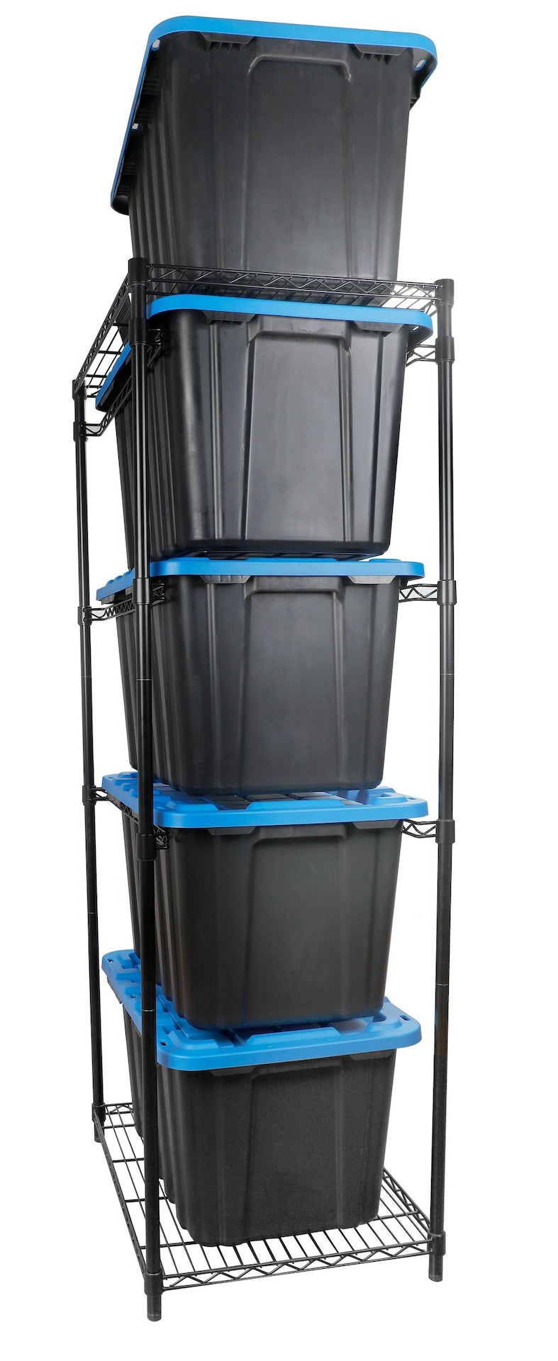 5-Tier Steel Tote Storage Rack, Black, Totes Not Included S8335