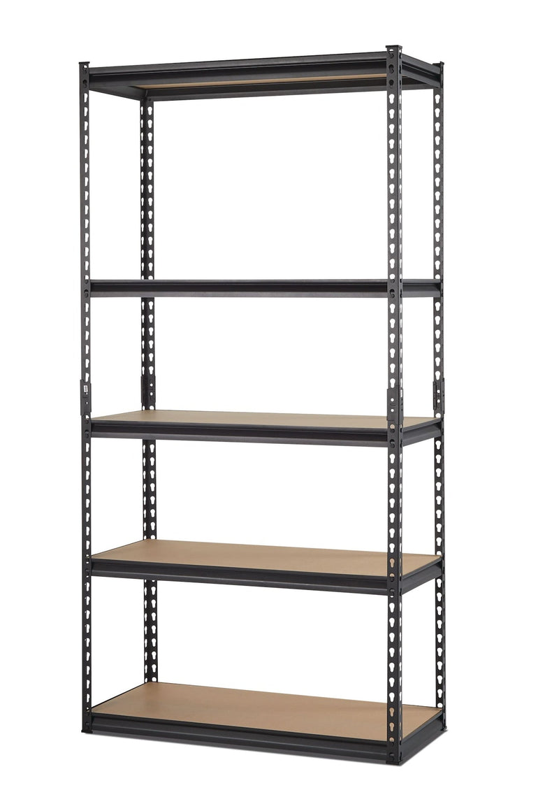 Adjustable 5-Shelf Steel Metal & Wood Storage Rack / Shelving Unit, 36 x 16 x 72-in E2813
