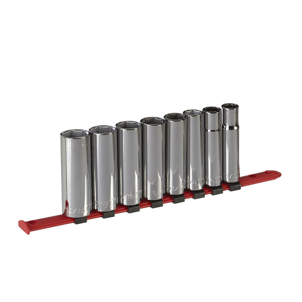 1/2-in Drive 6 Pt. Deep Socket Set, SAE, Nickel-Chrome Plating, 8-pc Q8343