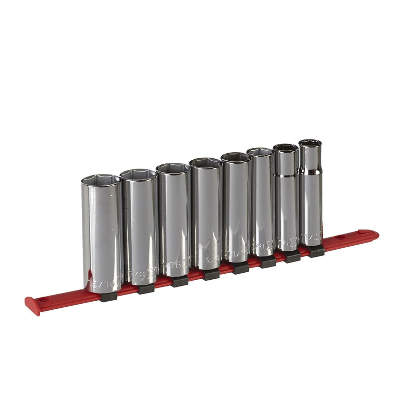 1/2-in Drive 6 Pt. Deep Socket Set, SAE, Nickel-Chrome Plating, 8-pc Q8343