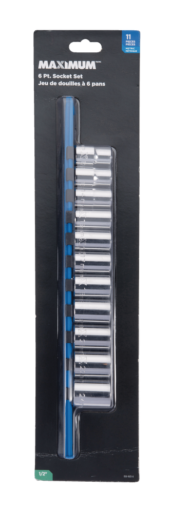 1/2-in Drive 6 Pt. Socket Set, Metric, Nickel-Chrome Plating, 11-pc H4789