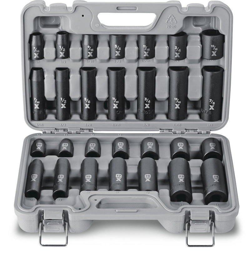 1/2-in Drive Professional Grade Impact Socket Set, 28-pc, CRMO D3575