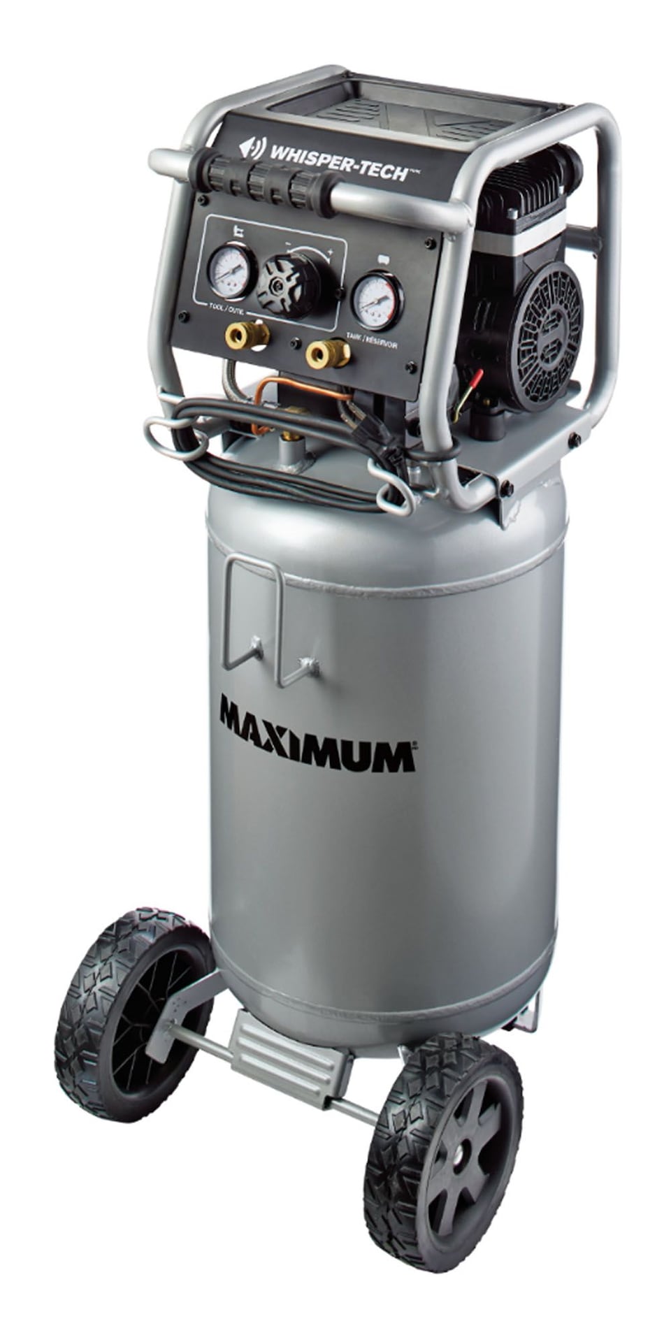 15-Gallon Oil-Free Quiet Portable Vertical Air Compressor with Top Tray