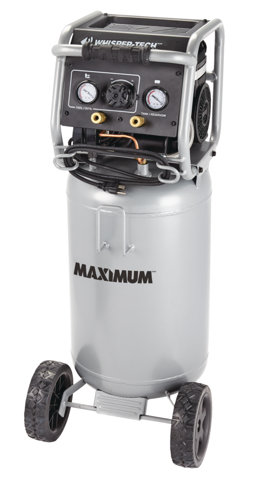 15-Gallon Oil-Free Quiet Portable Vertical Air Compressor with Top Tray