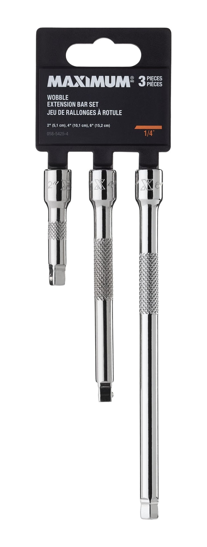 3 Piece 1/4" Drive Wobble Extension Bar Set