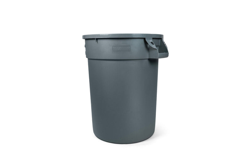 Commercial Circular Outdoor Garbage Can with Lid, Grey J5555