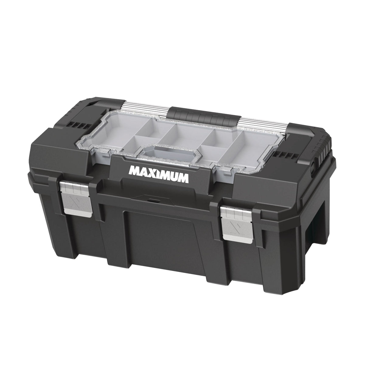 Heavy-Duty Plastic Tool Box with Removable Tray & Organizer, 22-in, Black