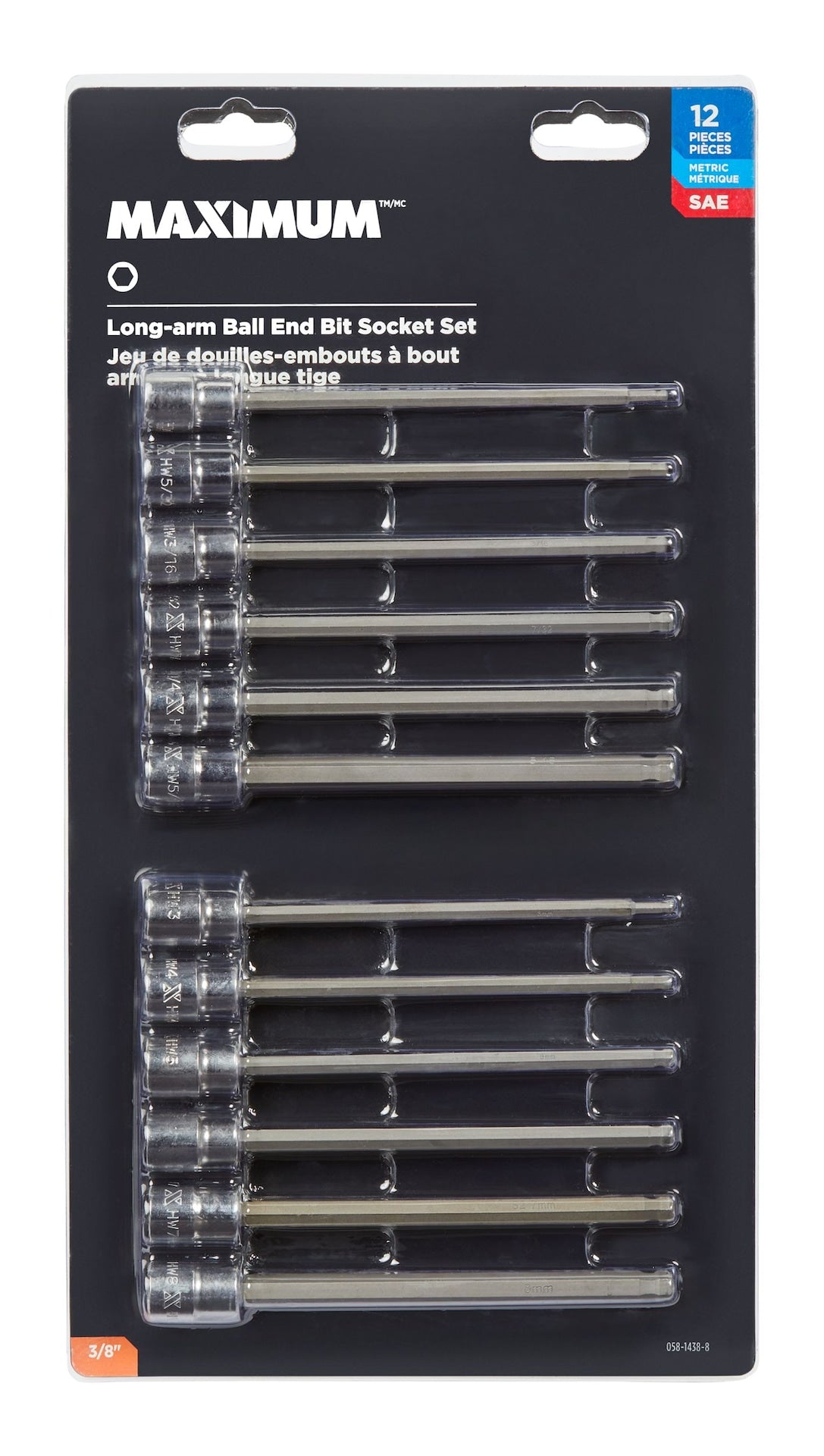 Long-Arm Ball End Bit Socket Set, 3/8-in, 12-pc