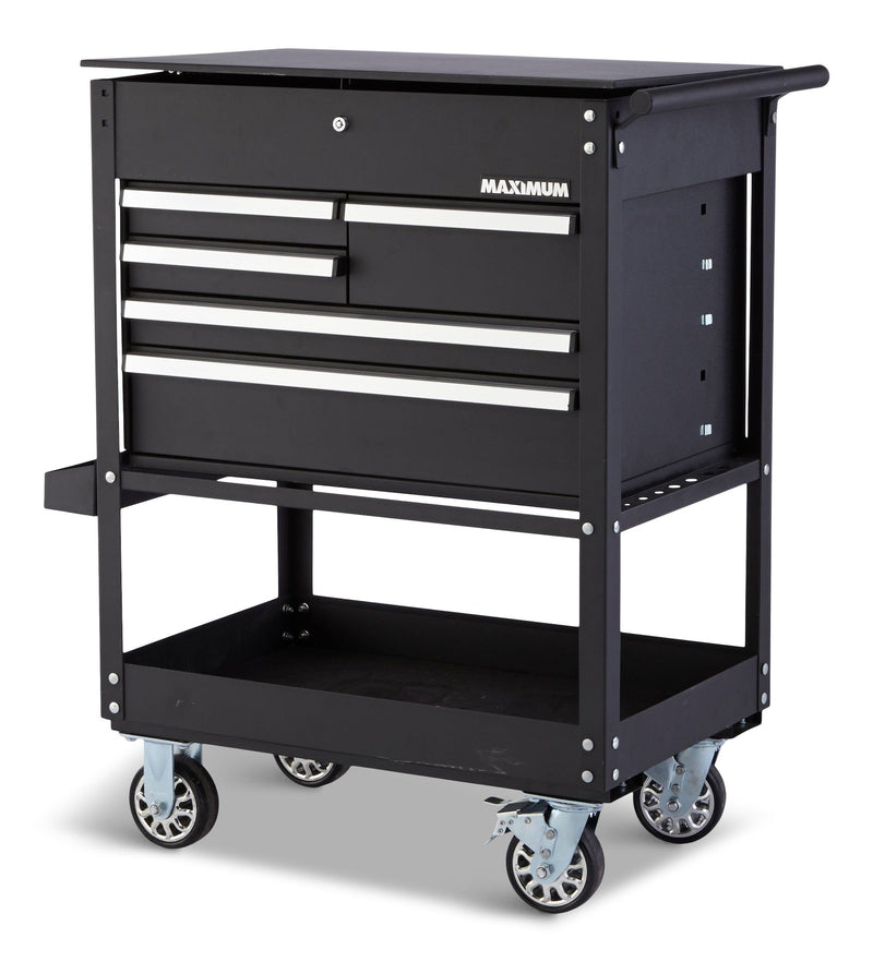 Rolling Mechanics Tool Cart with 5 Drawers, Black, 30-in L1884