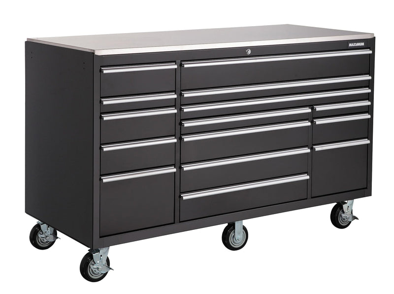 Rolling Tools Storage Cabinet with 15 Drawers, Black, 72-in x 30-in C1480